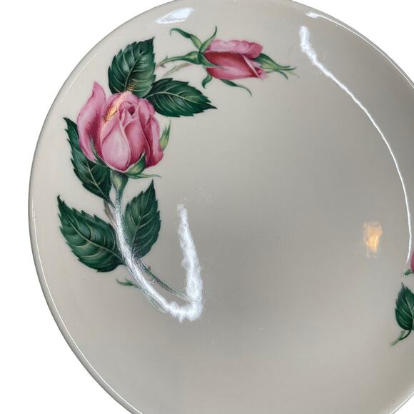 Vintage 50s Universal Ballerina pink rose dessert bread plates set of 3 - Picture 3 of 7